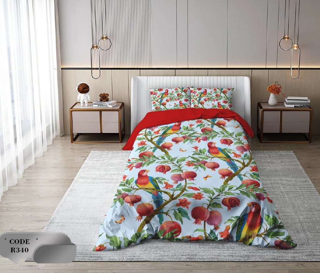 سرویس روتختی 1 نفره 4 تکه ابعاد 1.65 ×2.35 کشدار ضد حساسیت و عرق کد R340 | ست خواب و ست روتختی