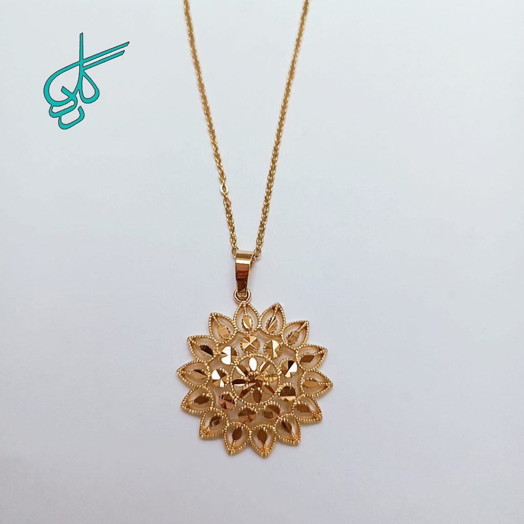 خرید پلاک و زنجیر طلایی طرح خورشید کد 1510012 - ردگل