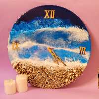 ساعت رزینی دیواری طرح دریا با موتور ارام گرد به قطر 60 سانت