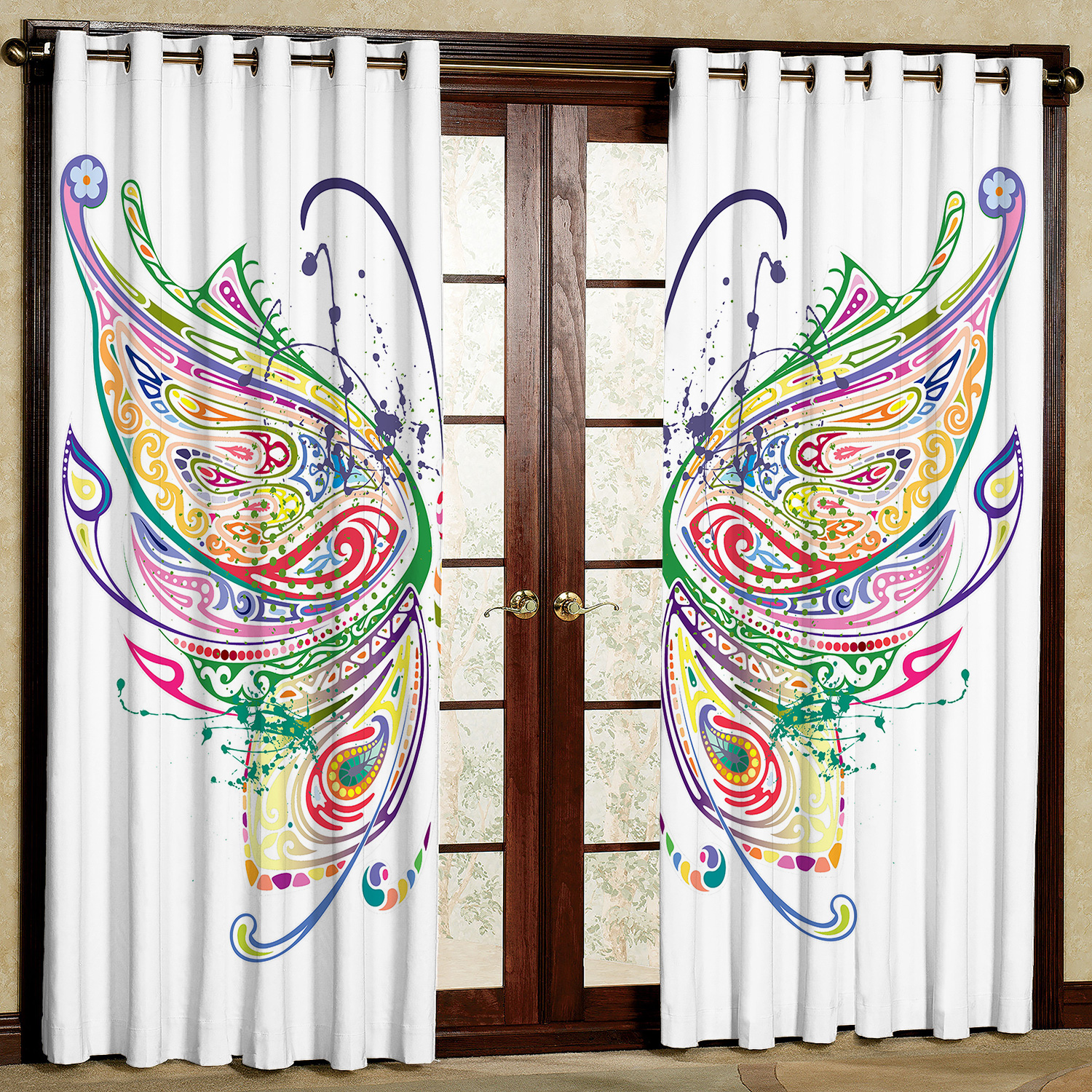   پرده مدل پروانه رنگی هازان پانچی کد 4804 سایز 140x200 سانتی متر