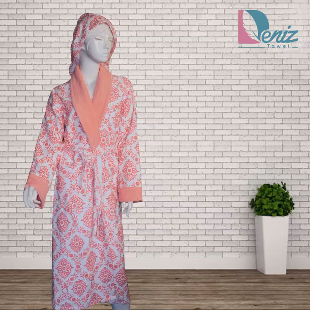 حوله تن پوش گلدار طرح لاوین رنگ گلبهی