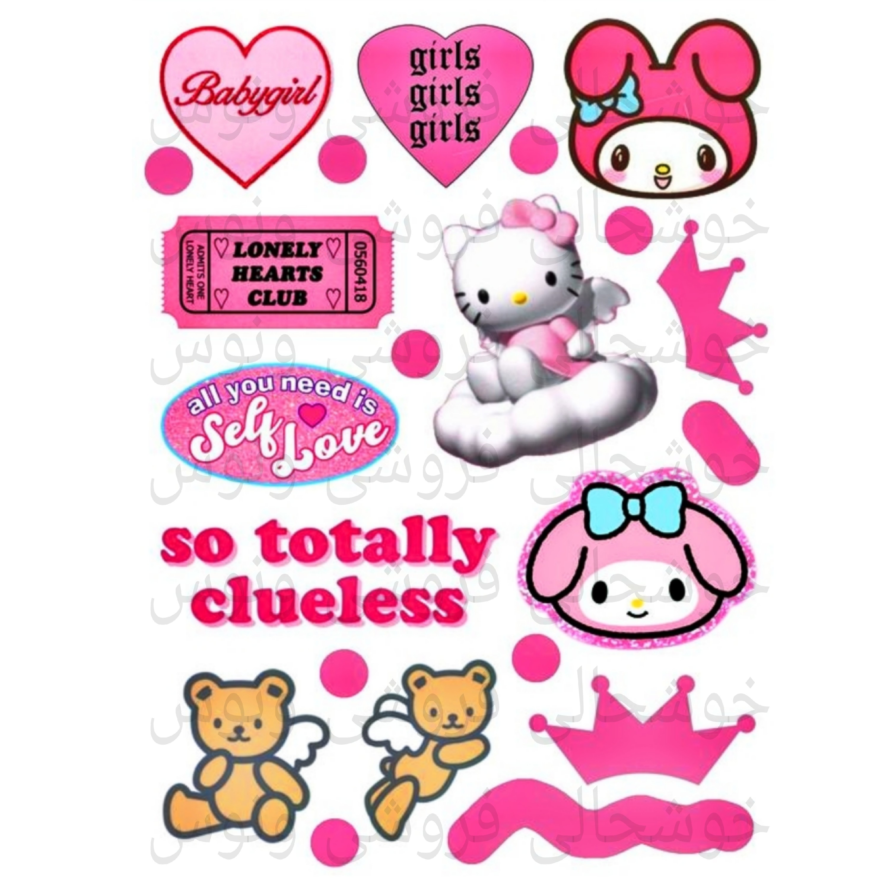 پک استیکر اختصاصی کیتی خوشگل صورتی دخترانه 