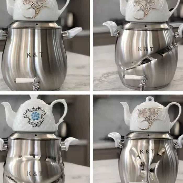 کتری وقوری کف چدنی 6لیتری جنس قوری چینی مناسب هدیه وجهیزیه