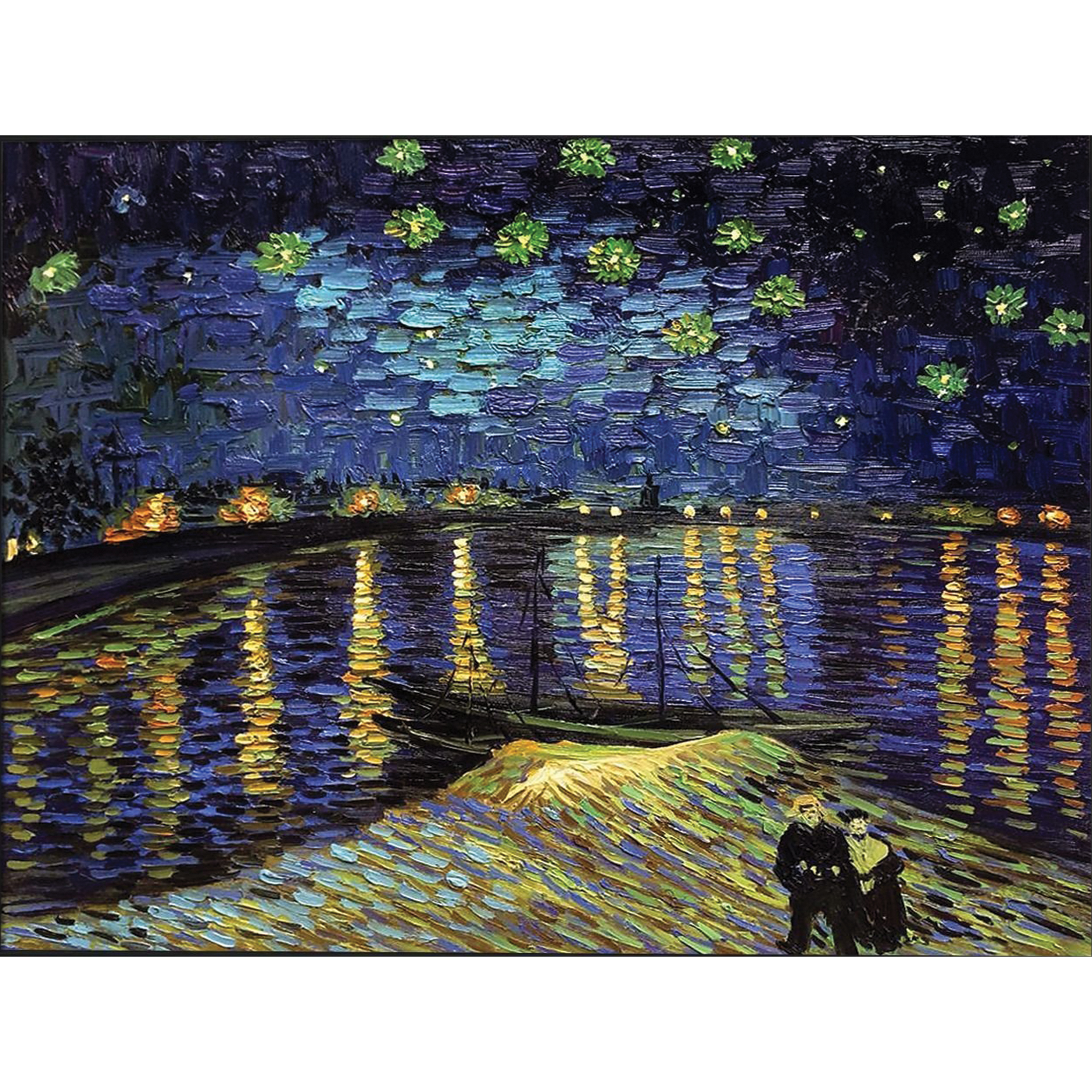 تابلو نقاشی رنگ روغن طرح شب پر ستاره بر فراز رود رونی کد 2001