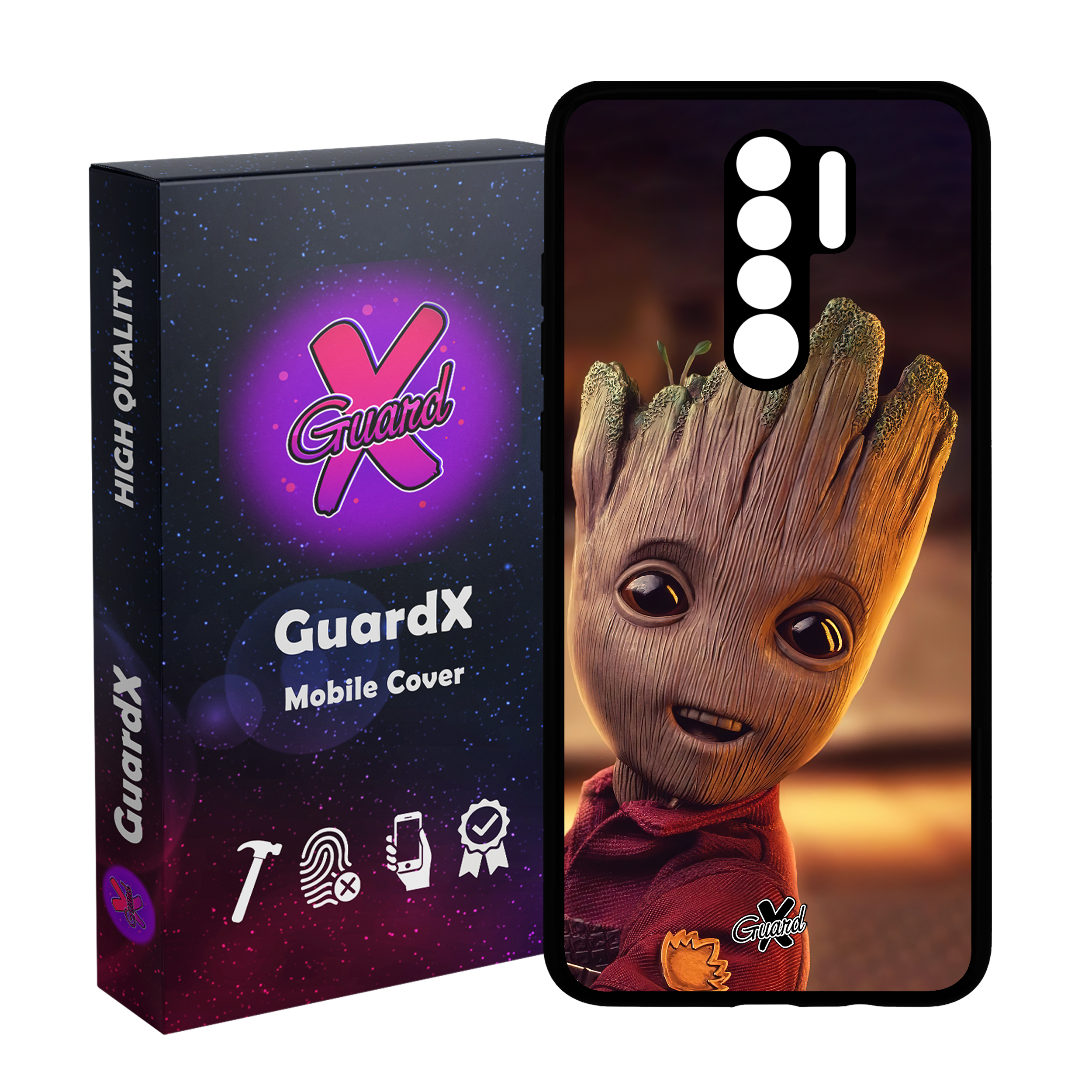 کاور گارد ایکس طرح Groot مدل Glass10479 مناسب برای گوشی موبایل شیائومی Redmi 9/Redmi 9 Prime/Poco M2