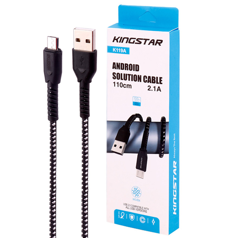 کابل میکرو یو اس بی فست شارژ KingStar K119A 2.1A 1.1m