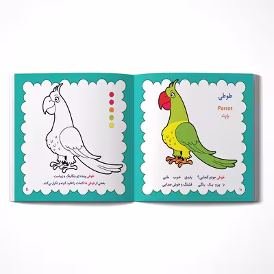 کتاب رنگ آمیزی پرندگان خانگی همراه با شعر اثر مریم طالشی انتشارات یاس بهشت