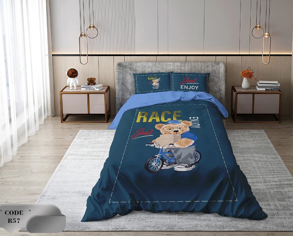 سرویس روتختی 1 نفره 4 تکه ابعاد 1.65 ×2.35 کشدار ضد حساسیت و عرق کد R57 | ست خواب و ست روتختی