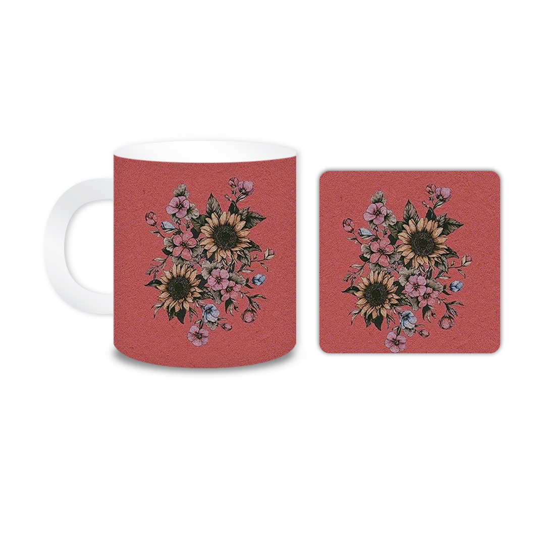 ماگ مدل گل کد 889 به همراه زیر لیوانی