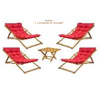صندلی کمپ قرمز کمپینگ Misty Sezlonk مجموعه بالکن سخت Terra Beach تاشو 4 Sezlont 1Sehpa HUNDEMİR