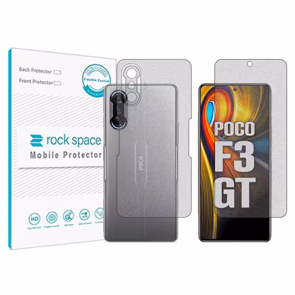گلس صفحه نمایش و پشت گوشی شیائومی Poco F3 GT مدل نانو هیدروژل مات برند راک اسپیس کدSS