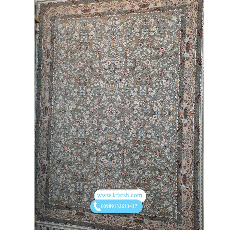 فرش 1200شانه طرح کیمیای سعات (افشان نقره ای)