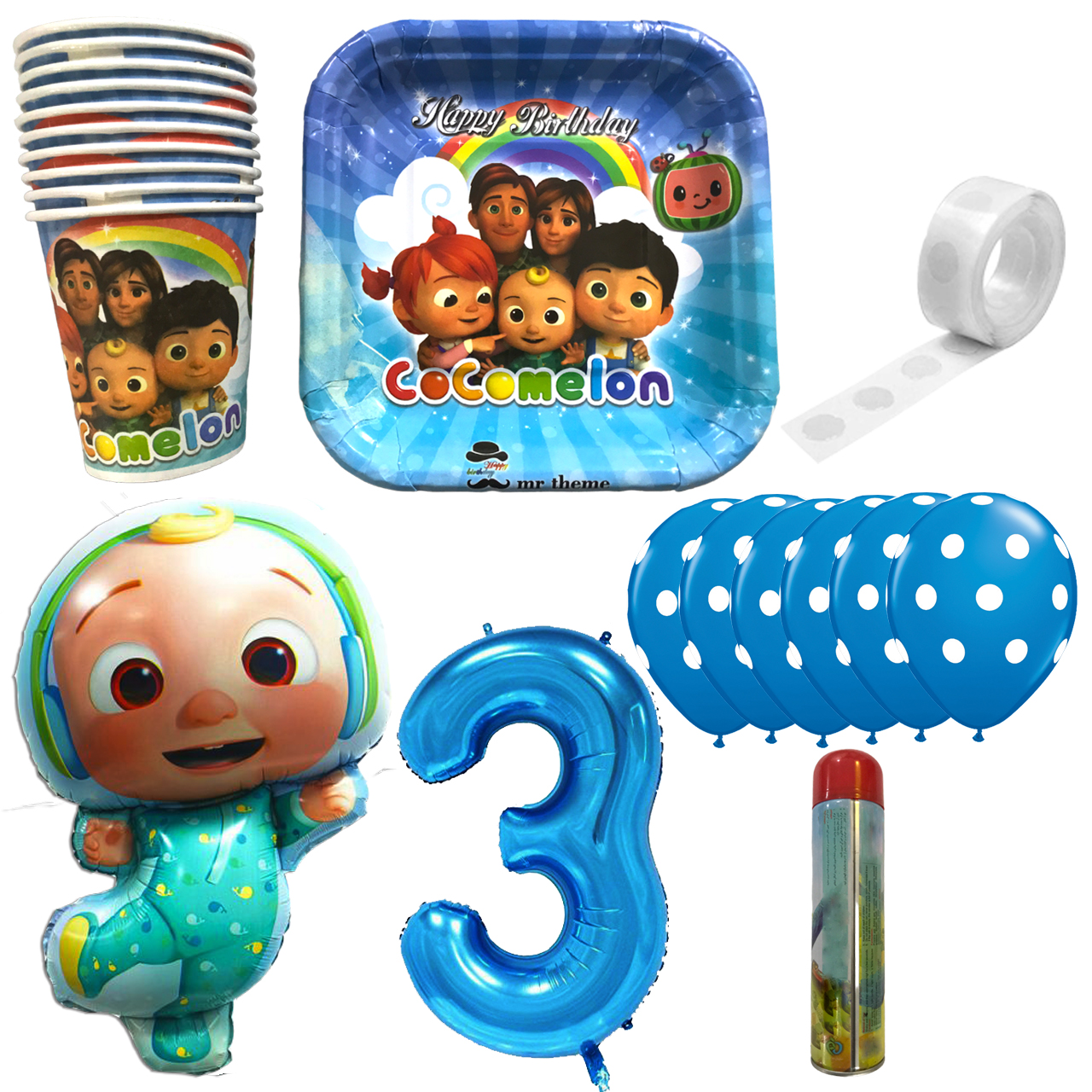 مجموعه 30 عددی تم تولد مستر تم طرح کوکو ملون پلاس کد 3