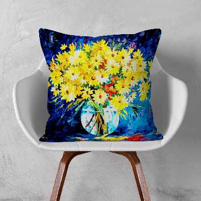 کاور کوسن مدل گلدان گل زرد دورو 9797