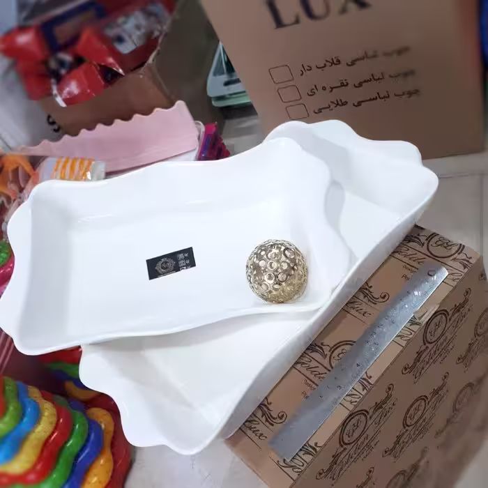 تابه مستطیل لب چین جفتی سفید
کیفتیت عالی 
جعبه دار
سرامیکی