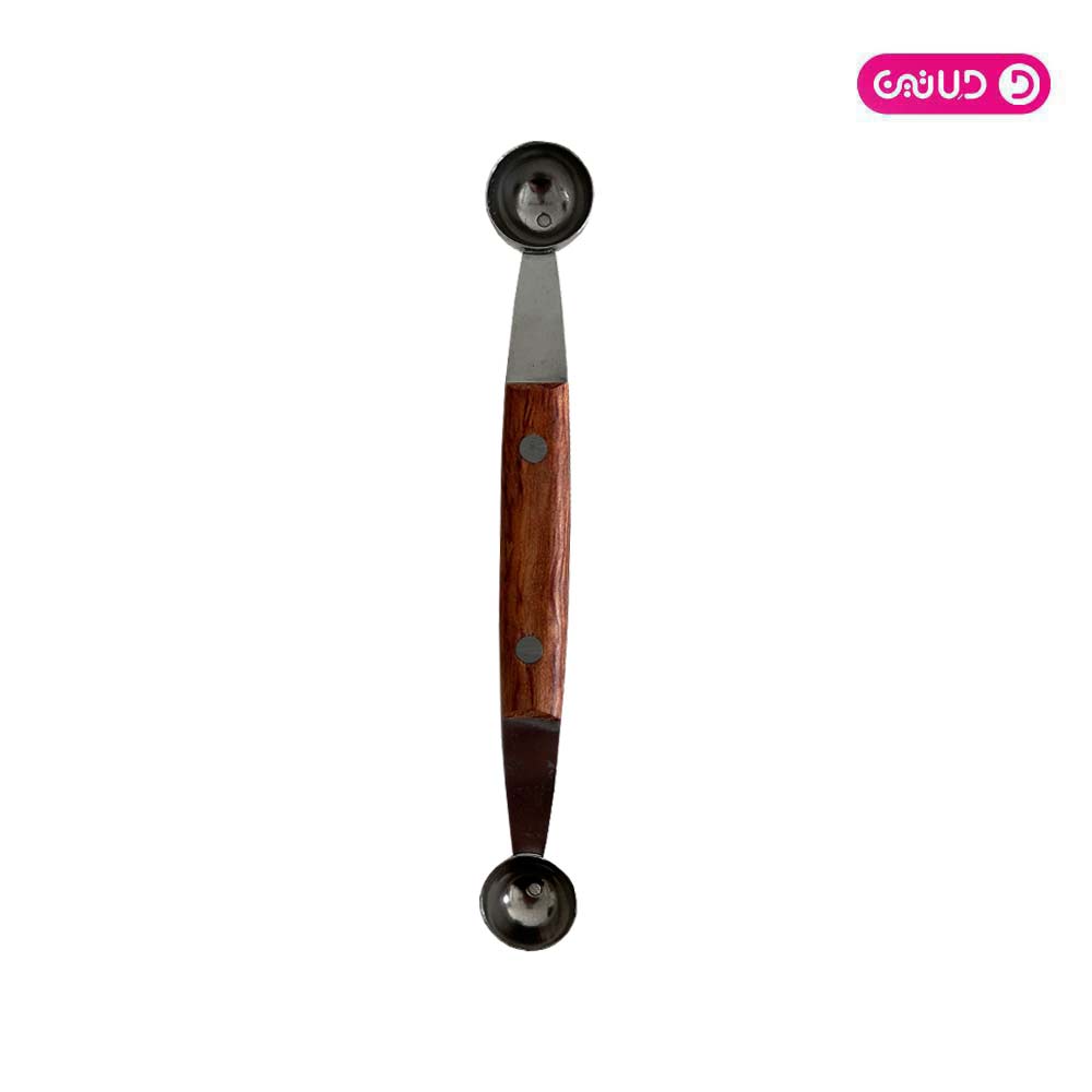 قاشق دو سر 21*25 دسته چوبی