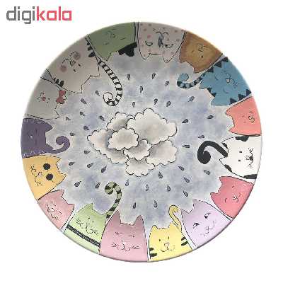 بشقاب دیوارکوب سفالی طرح گربه ها کد D39-S25