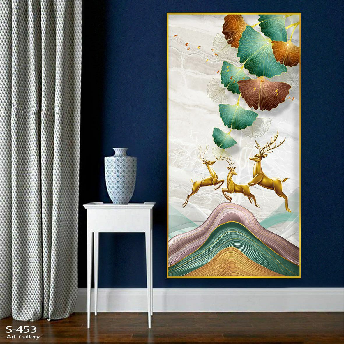 تابلو طرح گوزن طلایی کد 004