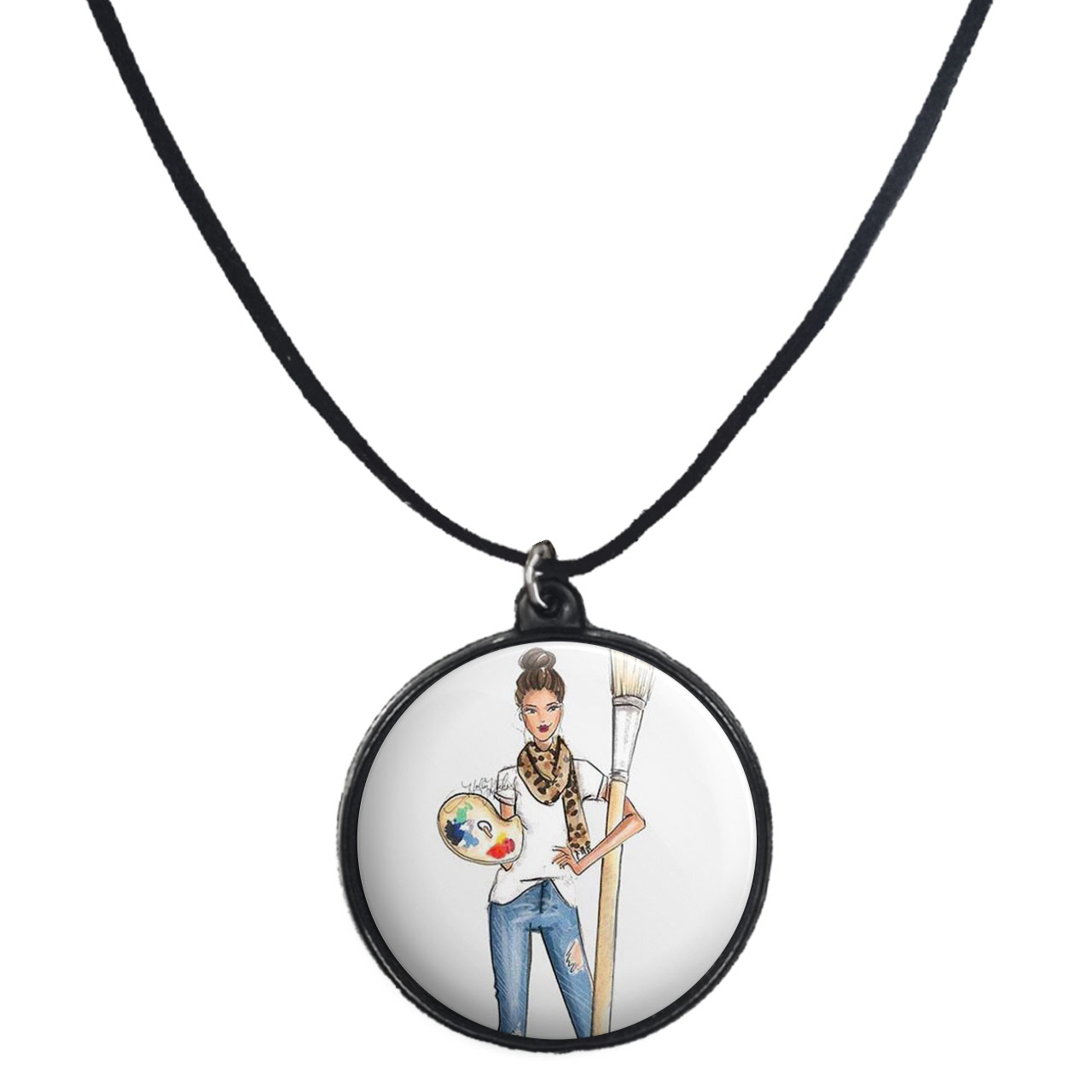 گردنبند پرمانه طرح نقاش کد pmb.5992مدل دو طرفه