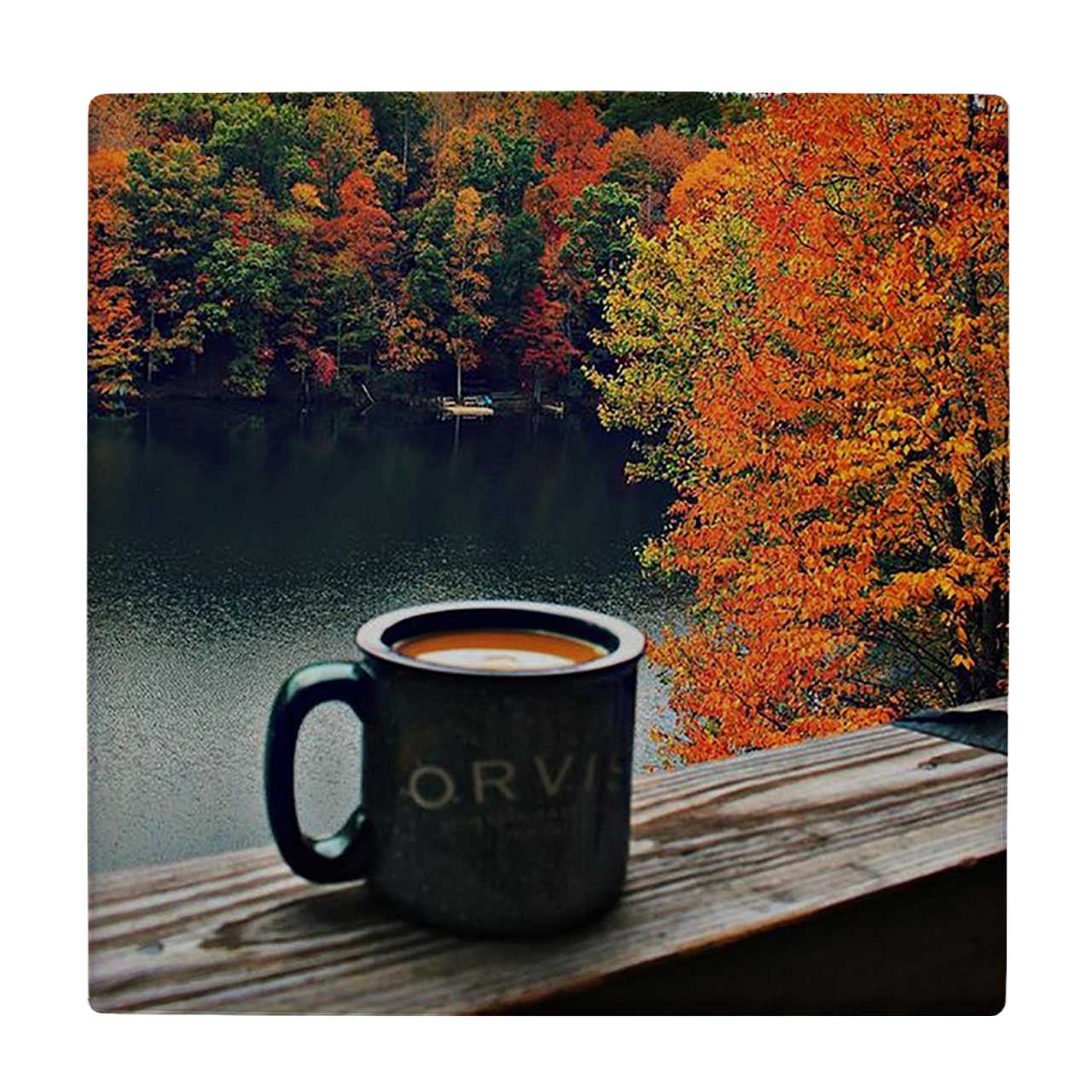 زیر لیوانی طرح درختان پاییزی و لیوان کاپوچینو کد 6202979_5639