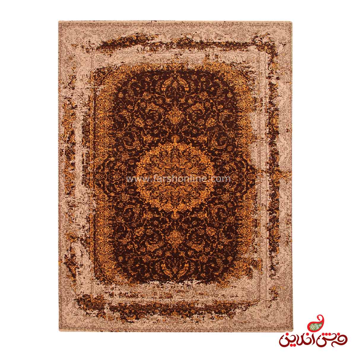 فرش ساوین طرح رز قهوه ای