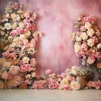 بک دراپ عکاسی با گل های سفید و صورتی | گرافیک با طعم تربچه