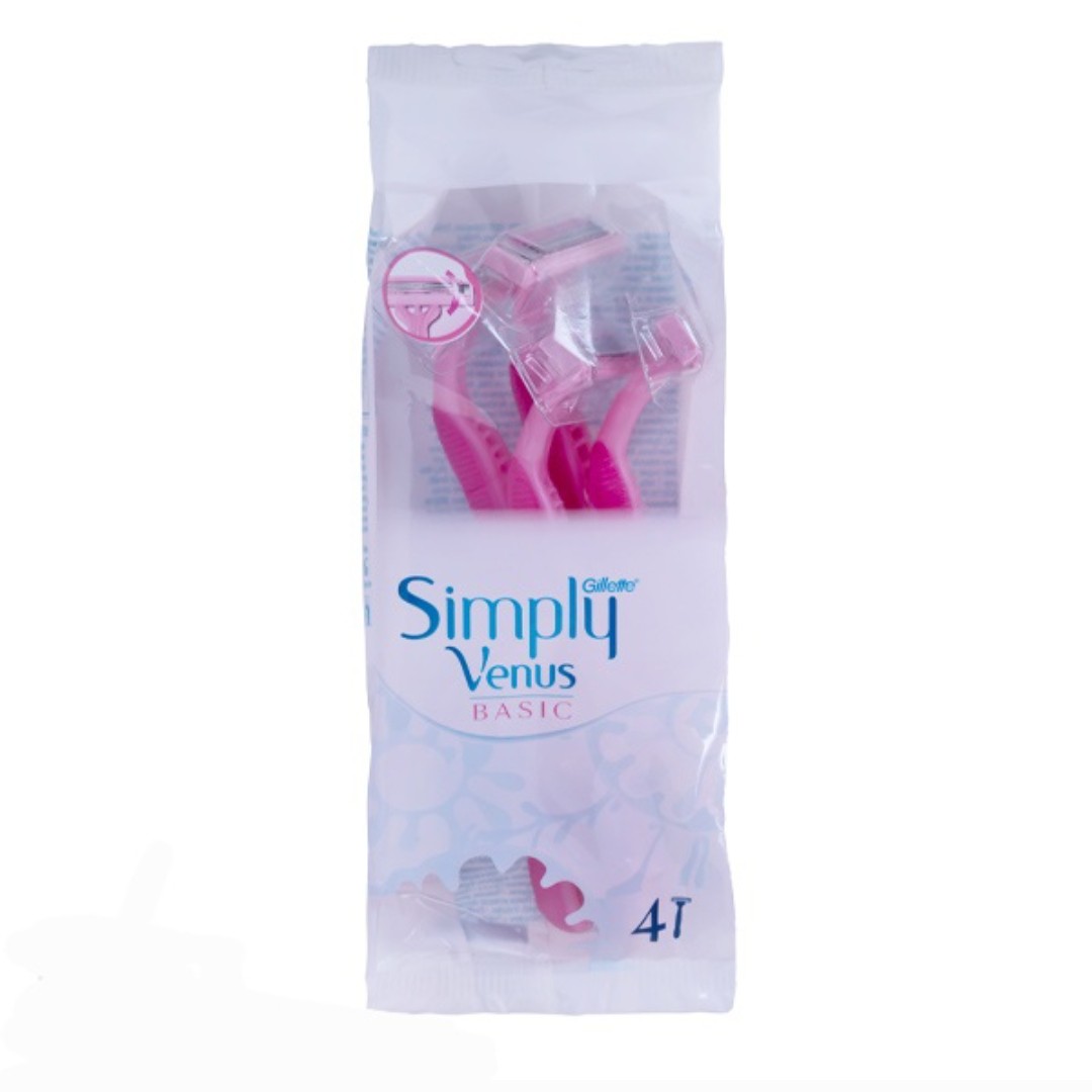 خود تراش ژیلت مدل Simply Venus basic سه لبه بسته 4 عددی
