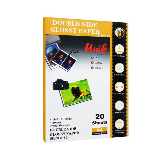 کاغذ فتو گلاسه براق 180 گرم RC یونیک سایز A4
