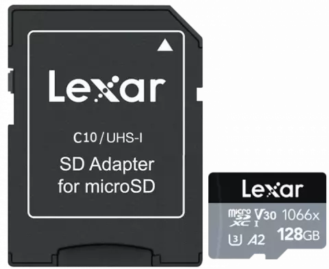 مموری کارت 128 گیگابایت Lexar مدل SILVER Professional 1066X همراه با آداپتور