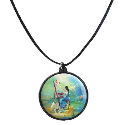 گردنبند پرمانه طرح نقاش کد pmb.5810مدل دو طرفه