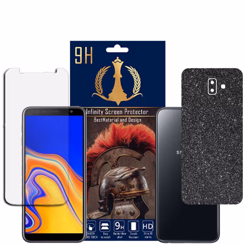 برچسب پوششی اینفینیتی مدل PRO MAX مناسب برای گوشی موبایل سامسونگ GALAXY J6 PLUS به همراه محافظ صفحه نمایش