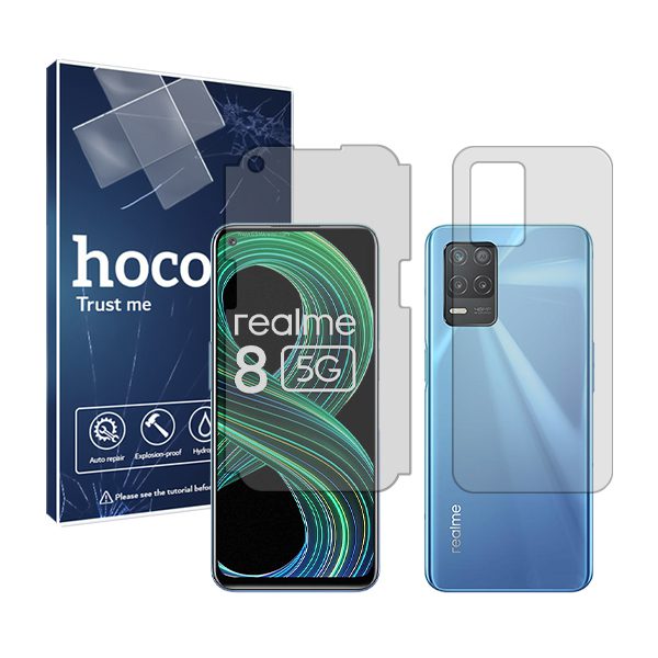 گلس صفحه نمایش و پشت گوشی ریلمی 8 5G مدل شفاف برند هوکو کد SS