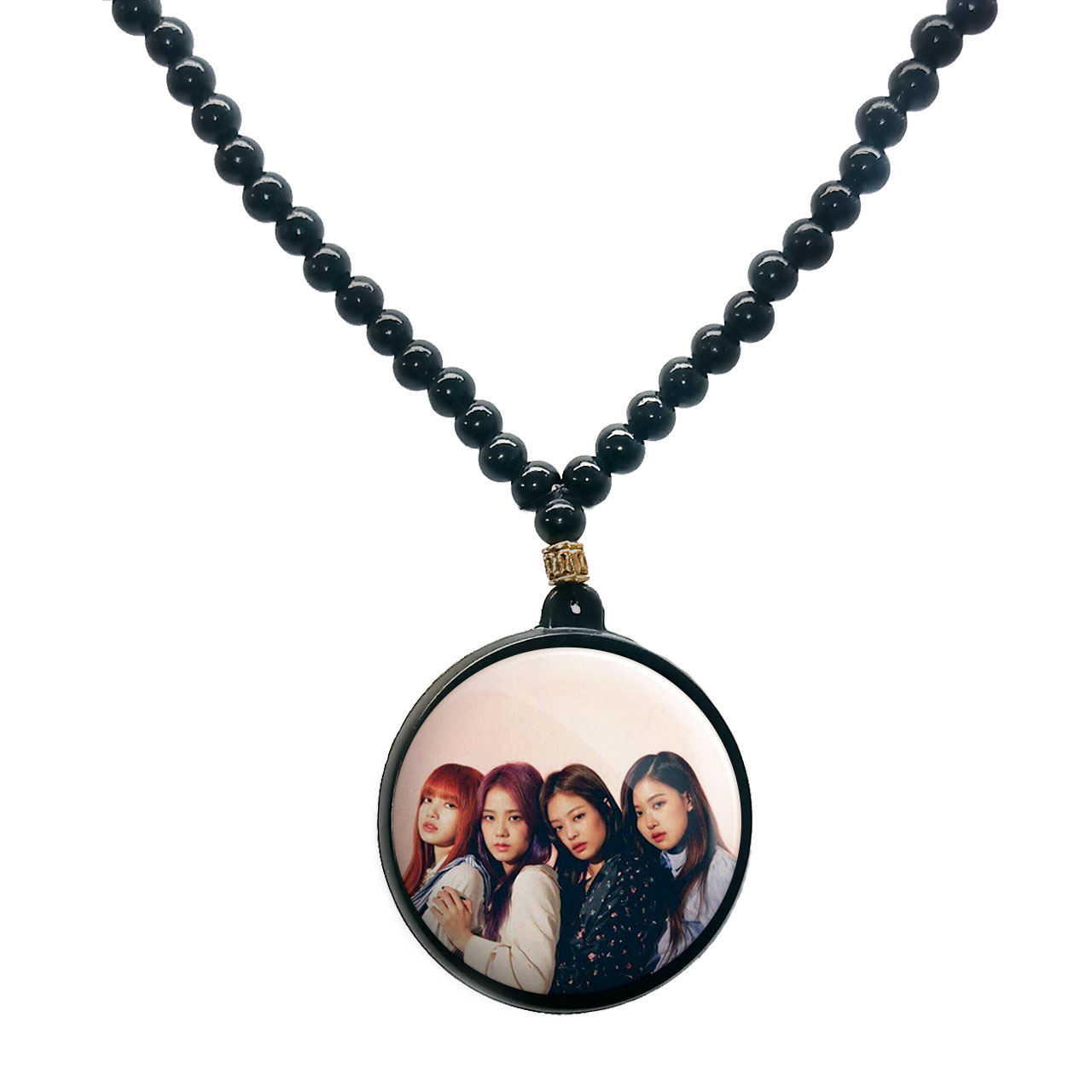 گردنبند پرمانه طرح بلک پینک کد pmd.17780 مدل دو طرفه