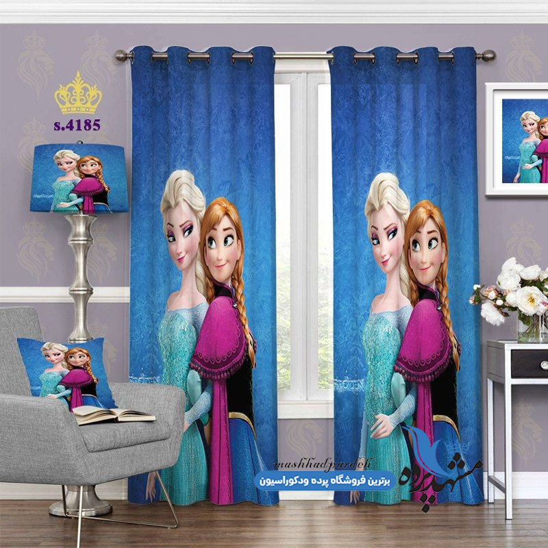 پرده پانچ کودکانه طرح کارتونی السا کد s-4185