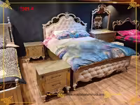 سرویس خواب چوب وام دی اف کد 7505شامل تخت-میزآرایش-قاب آینه-پاتختی