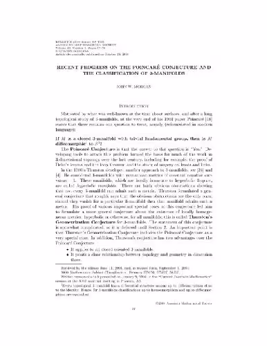 خرید و دانلود نسخه کامل کتاب Recent progress on the Poincare conjecture and the classification of 3-manifolds