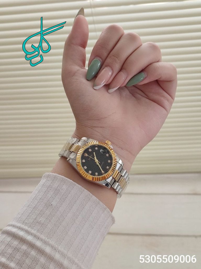 خرید ساعت زنانه رولکس تقویم دار قفل اصلی رنگ ثابت صفحه نگین دار کیفیت عالی کد 1922696 - ردگل