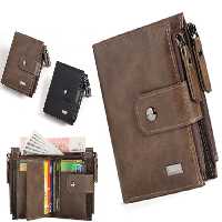 کیف پول و جاکارتی مردانه کوچک سانی ستی SUNICETY S3038 leather thin short men&amp;#39;s wallet zipper wallet