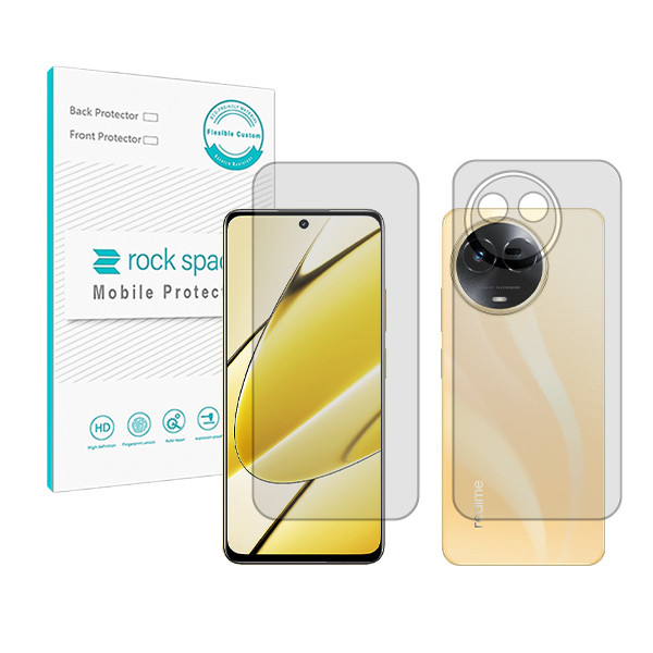 محافظ صفحه نمایش شفاف راک اسپیس مدل HyGEL مناسب برای گوشی موبایل ریلمی 11 5G به همراه محافظ پشت گوشی | کالا برتری