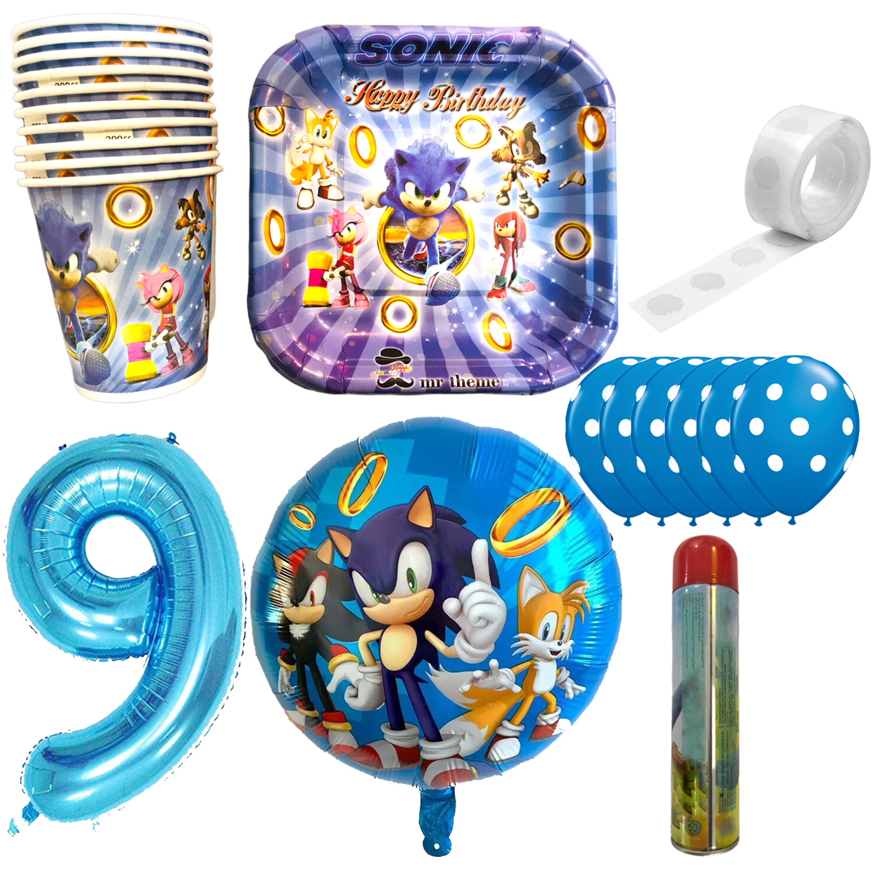 مجموعه 30 عددی تم تولد مستر تم طرح سونیک کد 9