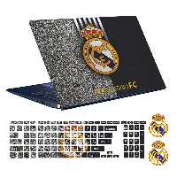 استیکر لپ تاپ توییجین و موییجین طرح Real Madrid کد 02 مناسب برای لپ تاپ 15.6 اینچ به همراه برچسب حروف فارسی کیبورد 