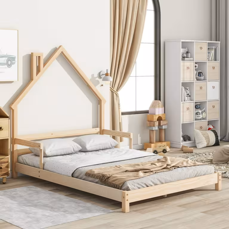 تخت خواب کودک و نوجوان مدل خانه چوبی سایز 200 در 120 کد T20