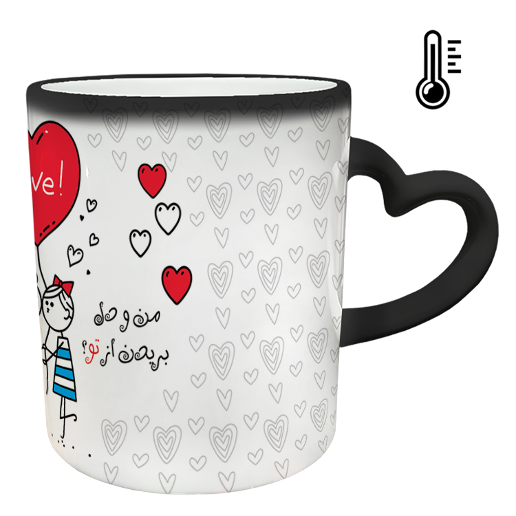 ماگ حرارتی مدل دسته قلبی طرح عاشقانه کد 69