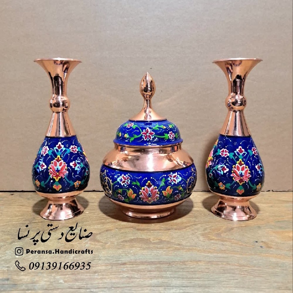 قندان و گلدان مس و پرداز برند پرنسا ارسال رایگان