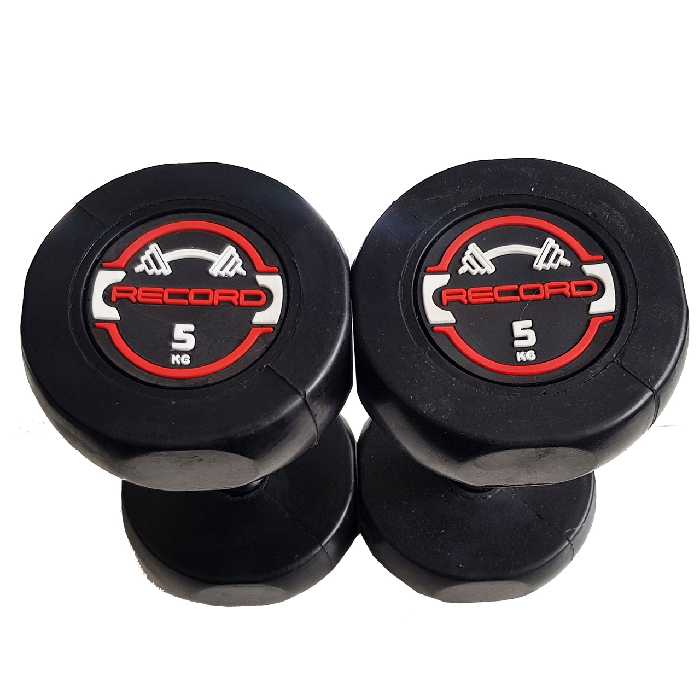 دمبل رکورد مدل new وزن 5 کیلوگرم مجموعه 2 عددی