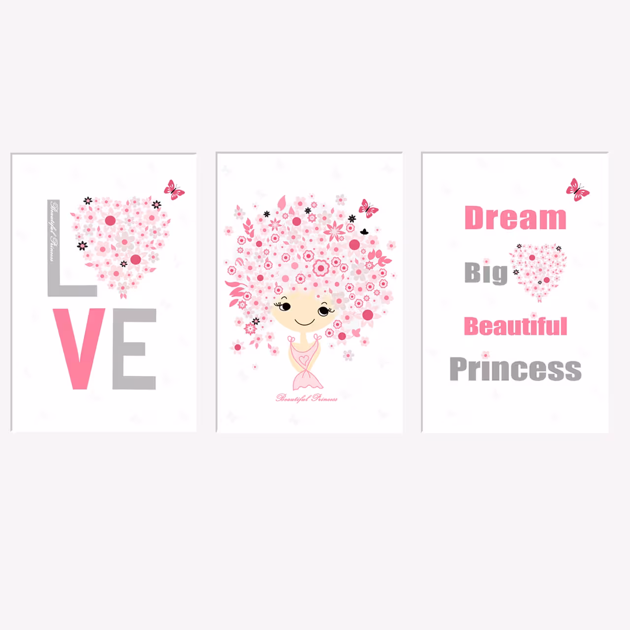 تابلو شاسی طرح کودک پرنسس زیبا کد 01PB مجموعه 3 عددی
