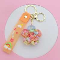 سرکلیدی شیشه ای آویز کیف آکواریومی گل نارنجی 33854