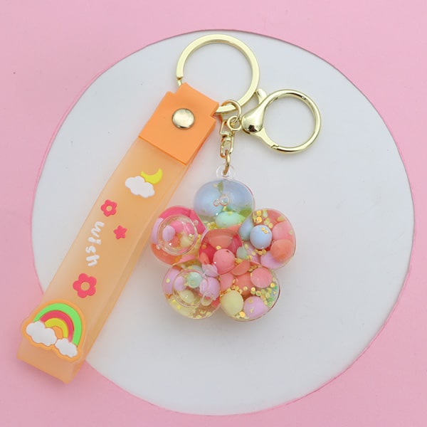 سرکلیدی شیشه ای آویز کیف آکواریومی گل نارنجی 33854