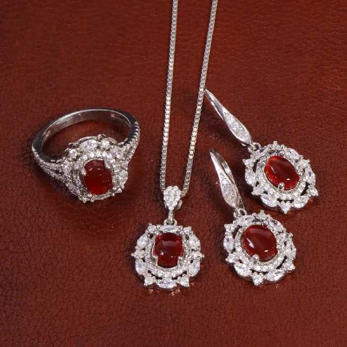 نیم ست عقیق زنانه کد 27927 - جواهری مشاهیر