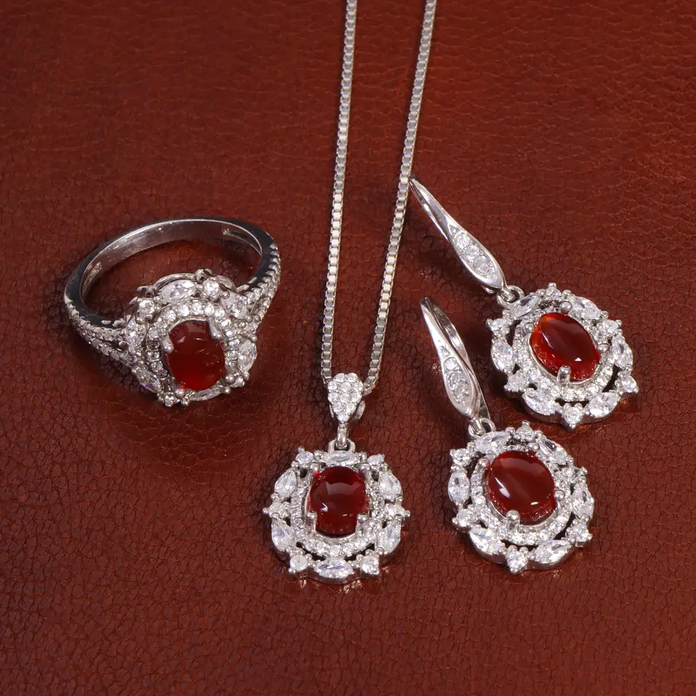 نیم ست عقیق زنانه کد 27927 - جواهری مشاهیر